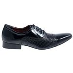 Sapato Masculino Italiano Em Couro Preto Frizado Oxford