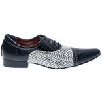 Sapato Masculino Italiano Em Couro Preto e Branco Oxford