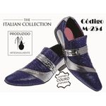 Sapato Masculino Italiano Em Couro Azul Avestruz