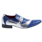 Sapato Masculino Italiano Em Couro Azul Avestruz