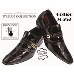 Sapato Masculino Italiano Em Couro Marrom Perolizado com Serpente Ref: 257