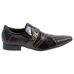 Sapato Masculino Italiano Em Couro Marrom Perolizado com Serpente Ref: 257
