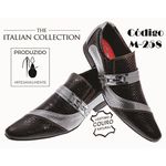 Sapato Masculino Italiano Em Couro Marrom Frizado