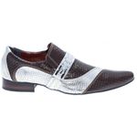 Sapato Masculino Italiano Em Couro Marrom Frizado