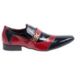 Sapato Masculino Italiano Em Couro Vermelho Com Preto Verniz