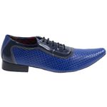 Sapato Masculino Em Couro Azul Bico Fino