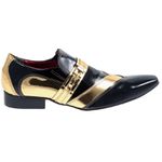Sapato Masculino Italiano Em Couro Preto Com Dourado