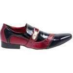 Sapato Masculino Italiano Em Couro Preto Verniz Com Cobra Vinho
