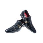 Sapato Masculino Italiano Em Couro Preto Escamado