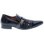 Sapato Masculino Italiano Em Couro Preto Escamado