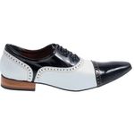 Sapato Masculino Italiano Em Couro Preto Com Branco Oxford