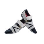 Sapato Masculino Italiano Em Couro Preto Verniz Com Branco Camurça