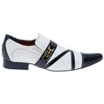 Sapato Masculino Italiano Em Couro Preto Verniz Com Branco Camurça