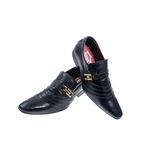 Sapato Masculino Italiano Em Couro Preto Avestruz