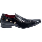 Sapato Masculino Italiano Em Couro Preto Avestruz