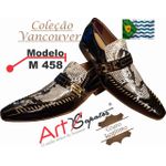 Sapato Masculino Italiano Em Couro Preto Com Cobra