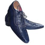 Sapato Masculino Italiano Em Couro Oxford - Azul Escama - Blue Croco