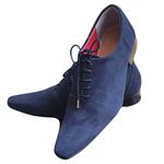 Sapato Masculino Italiano Em Couro Oxford - Azul - Blue Nobuck