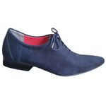 Sapato Masculino Italiano Em Couro Oxford - Azul - Blue Nobuck