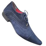 Sapato Masculino Italiano Em Couro Oxford - Azul - Blue Nobuck