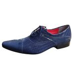 Sapato Masculino Italiano Em Couro Oxford - Azul - Blue Listra