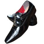 Sapato Masculino Italiano Em Couro Envernizado Oxford - Preto - Black