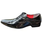 Sapato Masculino Italiano Em Couro Envernizado Oxford - Preto - Black
