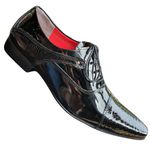 Sapato Masculino Italiano Em Couro Envernizado Oxford - Preto - Black