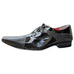 Sapato Masculino Italiano Em Couro Envernizado Oxford - Preto - Black Venice