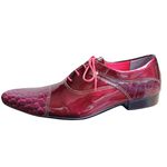 Sapato Masculino Italiano Em Couro Envernizado Oxford - Vermelho - Red Venice