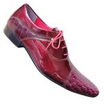 Sapato Masculino Italiano Em Couro Envernizado Oxford - Vermelho - Red Venice