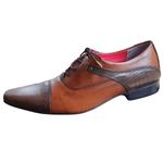 Sapato Masculino Italiano Em Couro Oxford - Marrom - Brown Doc Ref: 934