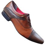 Sapato Masculino Italiano Em Couro Oxford - Marrom - Brown Doc Ref: 934