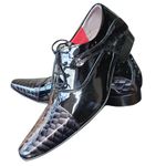 Sapato Masculino Italiano Em Couro Evernizado Oxford - Preto - Black Vienna
