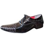 Sapato Masculino Italiano Em Couro Evernizado Oxford - Preto - Black Vienna