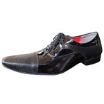 Sapato Masculino Italiano Em Couro Evernizado Oxford - Preto - Black Soldier