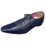 Sapato Masculino Italiano Em Couro Oxford - Azul - Blue Croco