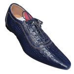 Sapato Masculino Italiano Em Couro Oxford - Azul - Blue Croco