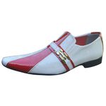 Sapato Masculino Italiano Em Couro Social Executivo - Branco - White Red