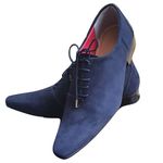 Sapato Masculino Italiano Em Couro Oxford - Azul - Blue Nobuck