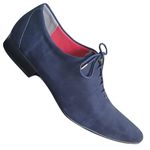 Sapato Masculino Italiano Em Couro Oxford - Azul - Blue Nobuck