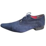 Sapato Masculino Italiano Em Couro Oxford - Azul - Bleu Nobuck