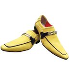 Sapato Masculino Italiano Em Couro Social Executivo Em Couro - Amarelo - Yellow Mask