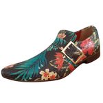 Sapato Masculino Italiano Em Couro Social Executivo Em Couro Preto Floral