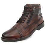 Bota Masculina Em Couro Marrom Verniz Marrom Ref: 53