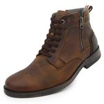 Bota Masculina Em Couro Marrom Verniz Marrom Ref: 54