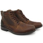 Bota Masculina Em Couro Marrom Verniz Marrom Ref: 54