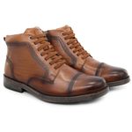 Bota Masculina Em Couro Marrom Verniz Marrom Ref: 52 