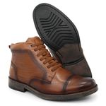 Bota Masculina Em Couro Marrom Verniz Marrom Ref: 52 