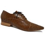 Sapato Masculino Italiano Oxford Em Couro Marrom Crokodilo Natual Ref: D179